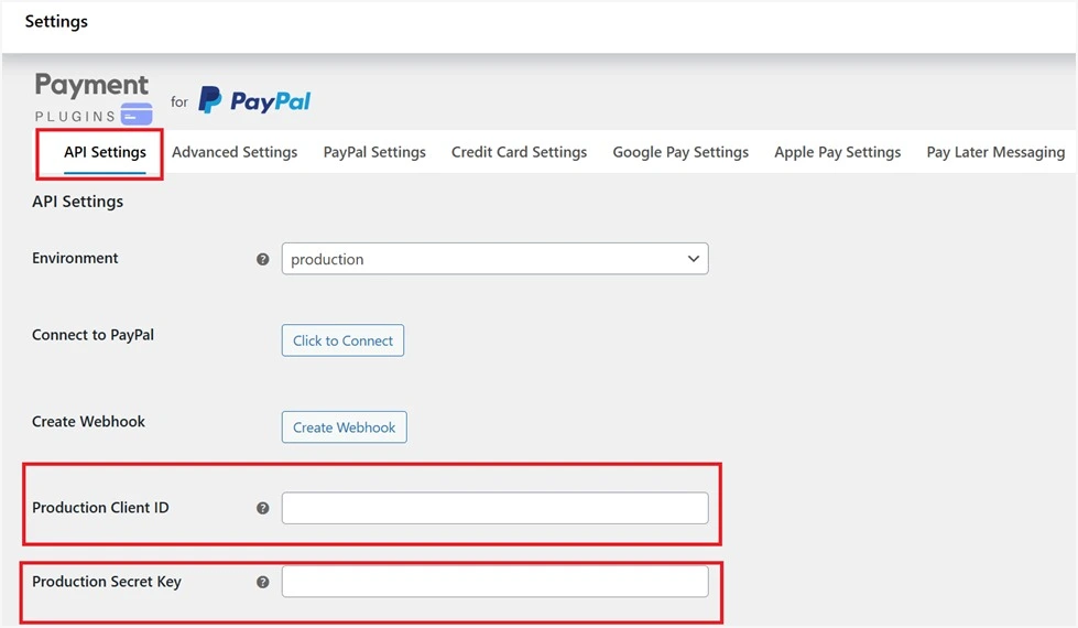 PayPal Payment Gateway API Integration Settings